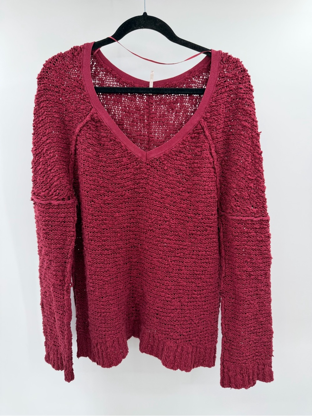 Free People Womens Long Sleeve V Neck S/M‎ Chunky Knit Sweater Y2K FAIRY COTTAGE